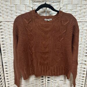 Moral Fiber brown knit sweater‎ size L euc ladies